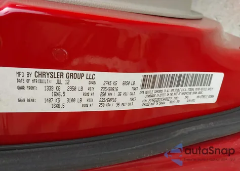 2012 Dodge Grand Caravan Se/Avp z USA, uszkodzony, nr VIN 2C4RDGBG3CR408212